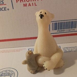 Polar Bear and Penguin Figurine Set - Cream and Gray #108